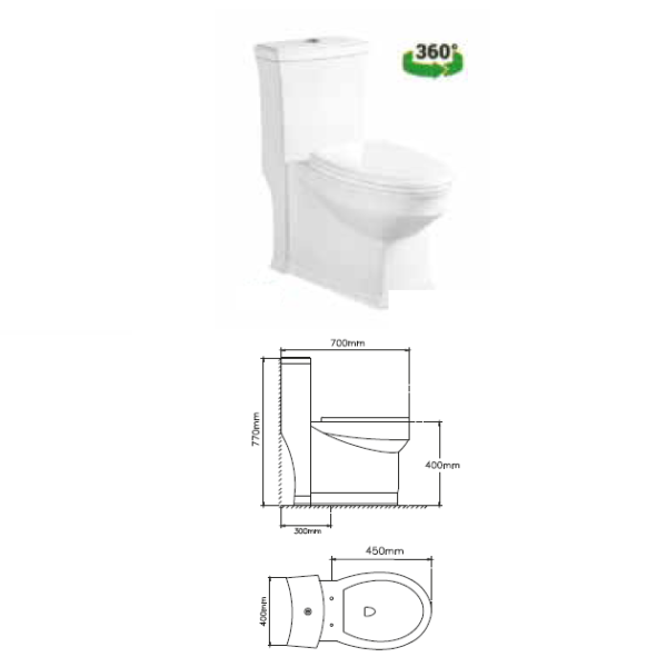 توالت فرنگی دوزمانه لوتوس مدل LT-127