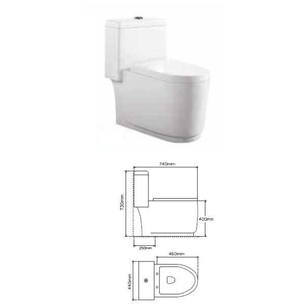 توالت فرنگی با درب آرام بند لوتوس مدل LT-700