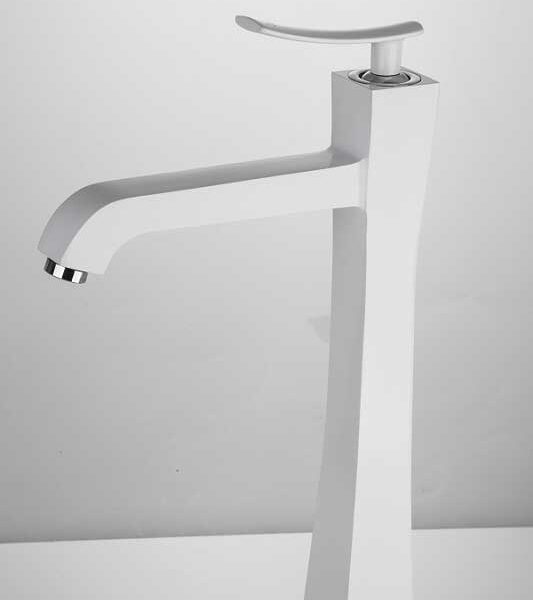 شیرآلات روشویی پایه بلند سفید ادرینا مدل ساموئل