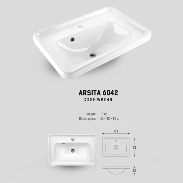 روشویی روکابینتی گاتریا مدل آرسیتا Arsita مستطیل